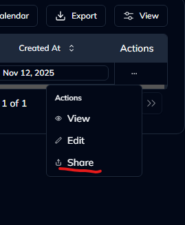 Share Calendar Action Button