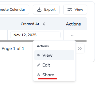 Share Calendar Action Button