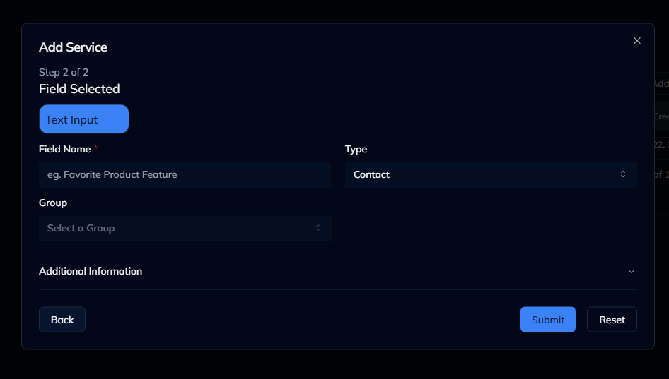 Create Custom Field Modal