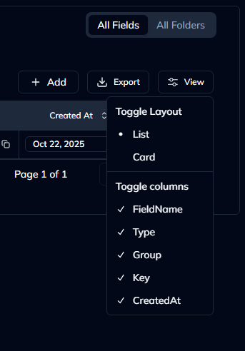 Custom Fields Card View