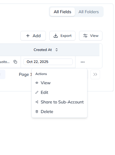 Custom Field Detail Sheet