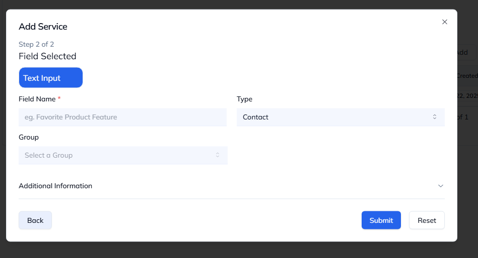 Create Custom Field Modal