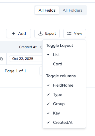 Custom Fields Card View