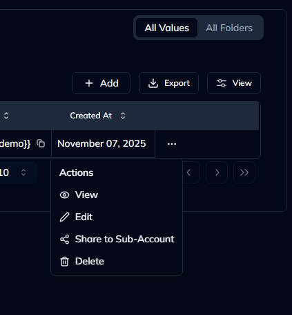 Custom Values Folder Management