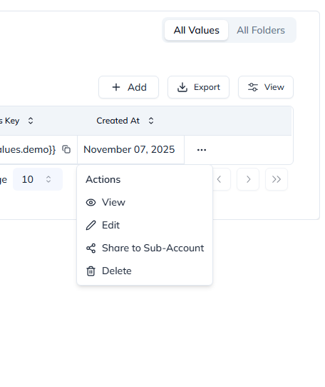 Custom Values Folder Management