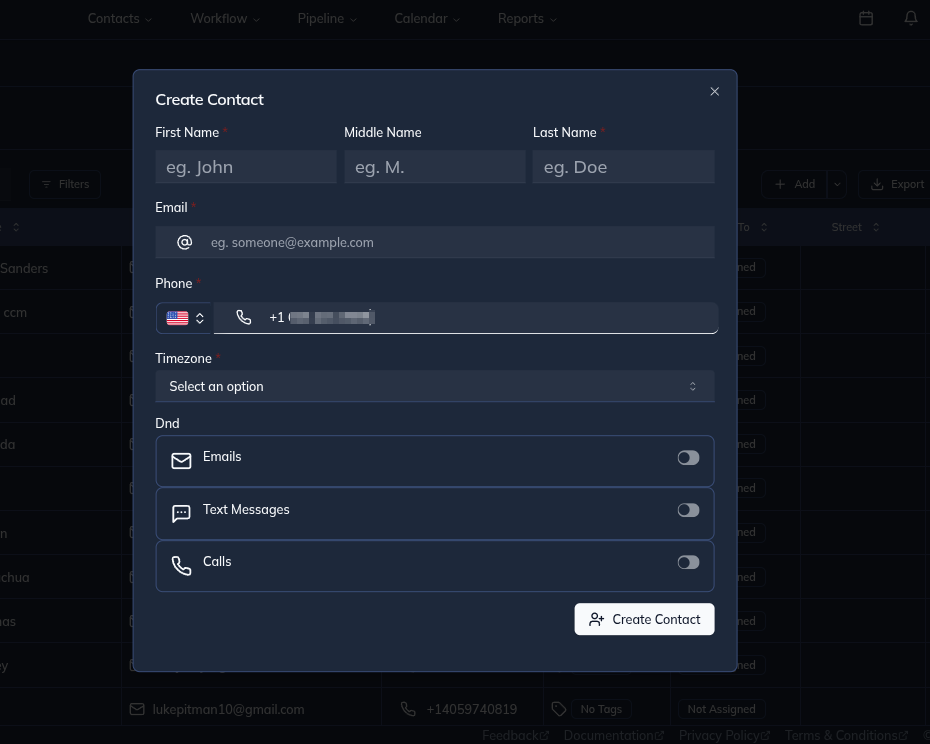 Create Contact Modal