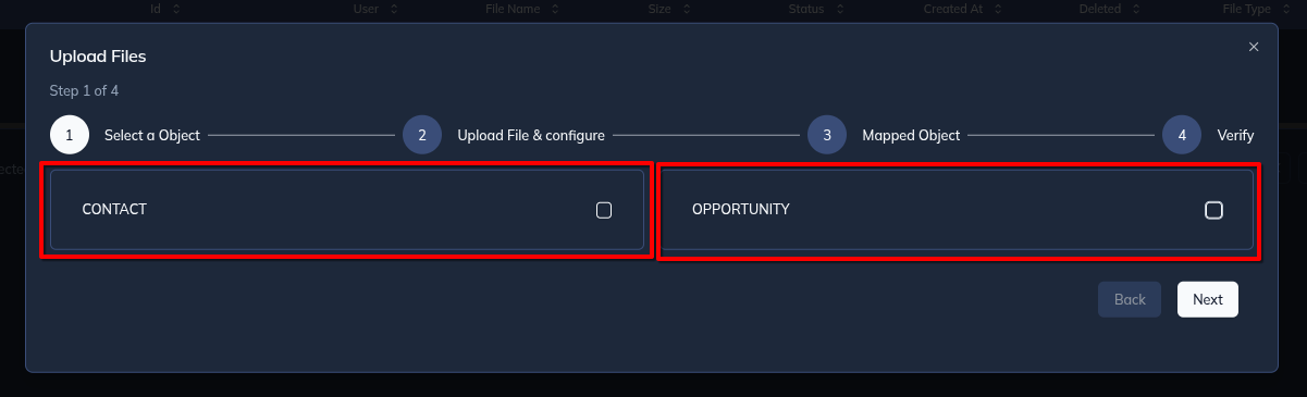 Contact Import Step 1