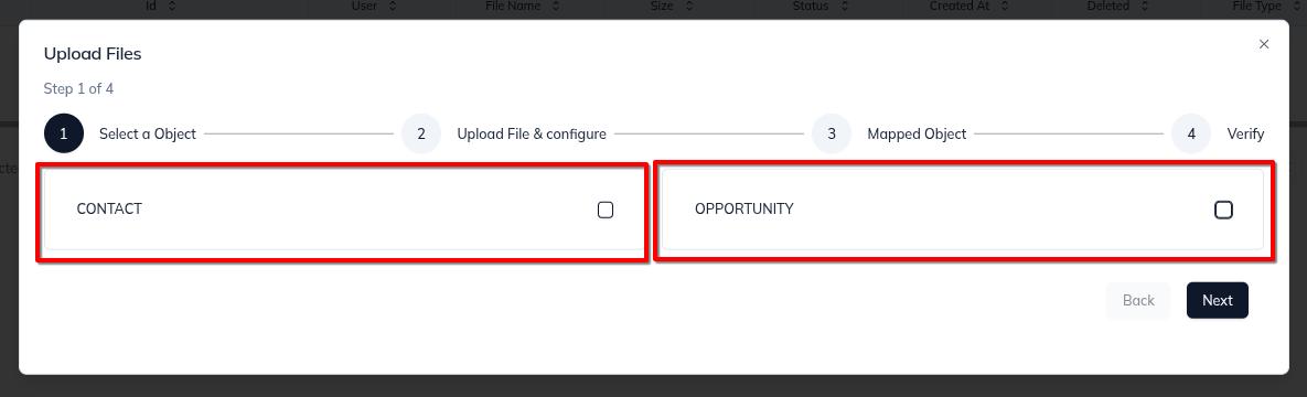 Contact Import Step 1
