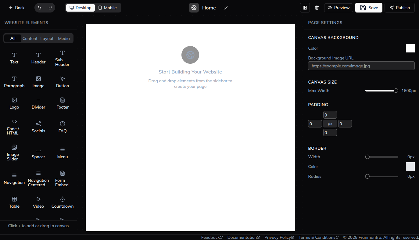 Landing Page Builder Interface