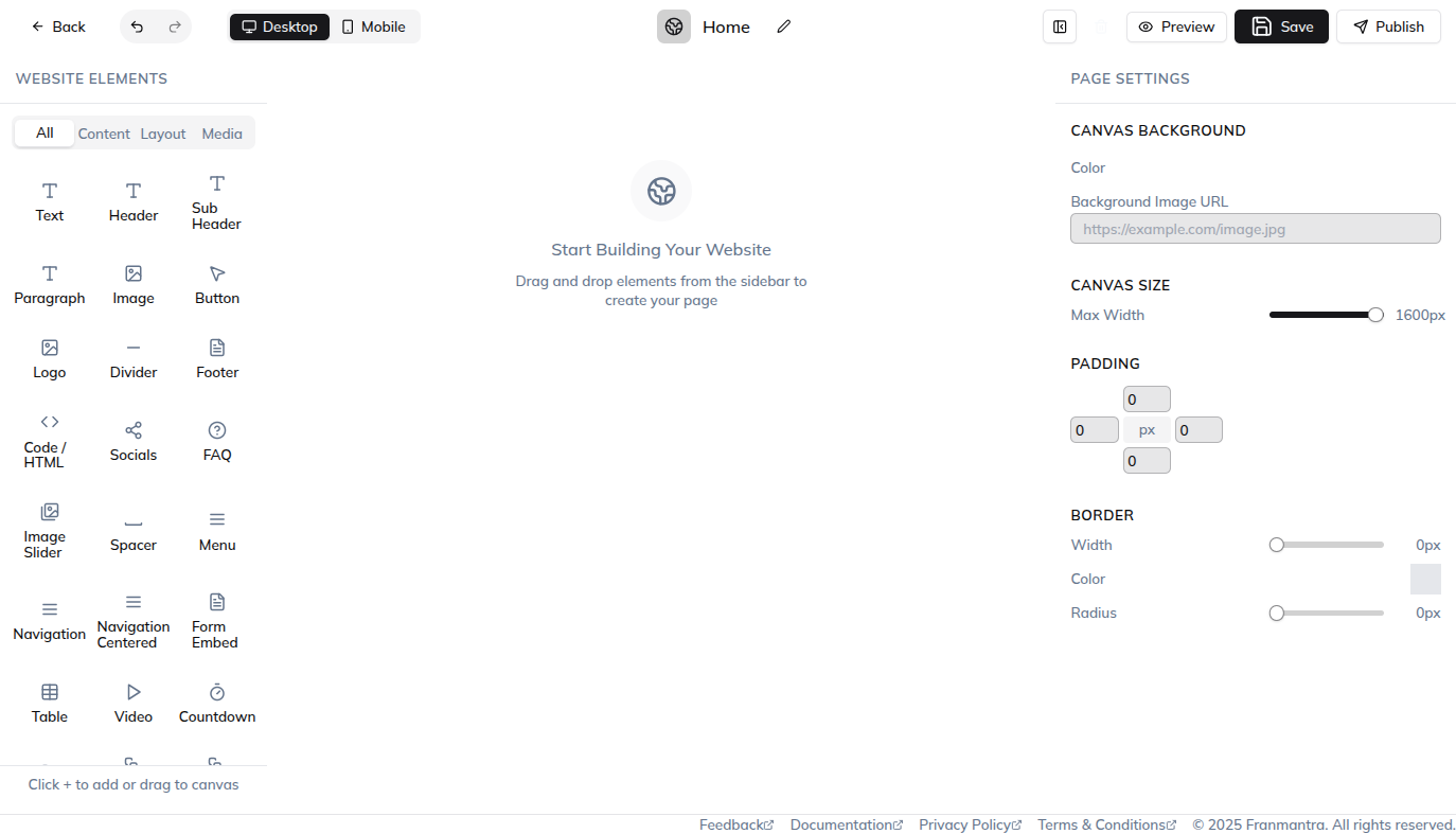 Landing Page Builder Interface