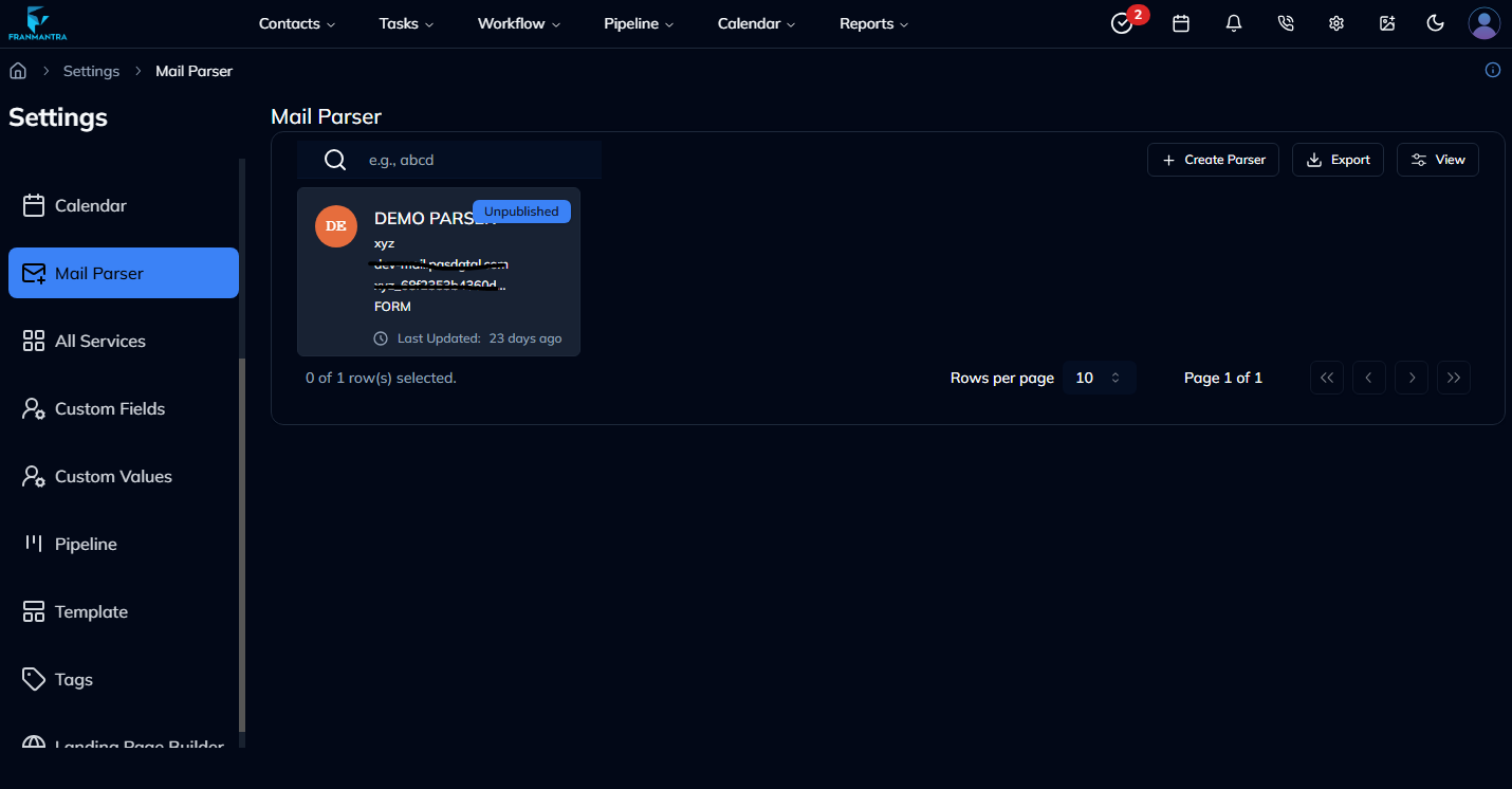Mail Parser Card View