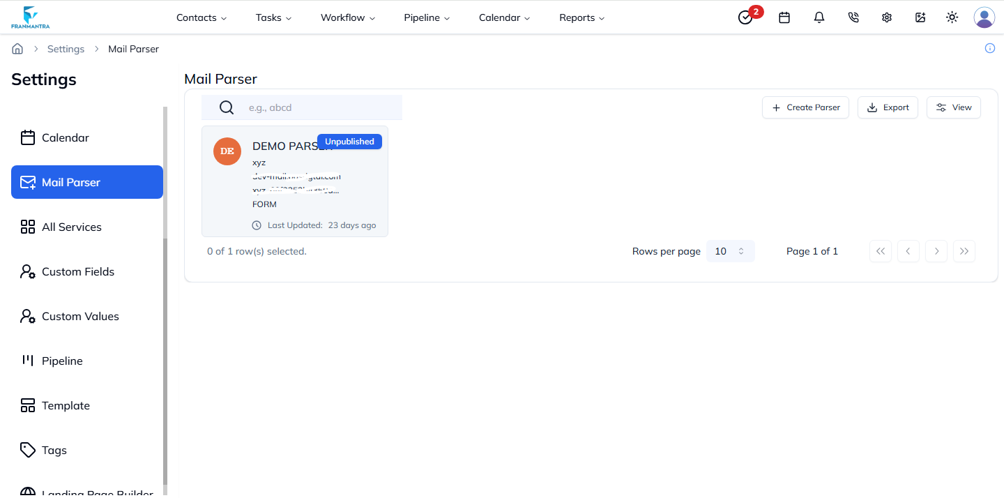 Mail Parser Card View