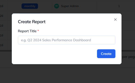 Open Create Report Modal