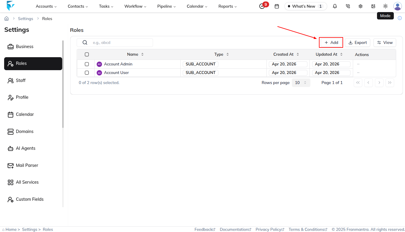 Add Role Button