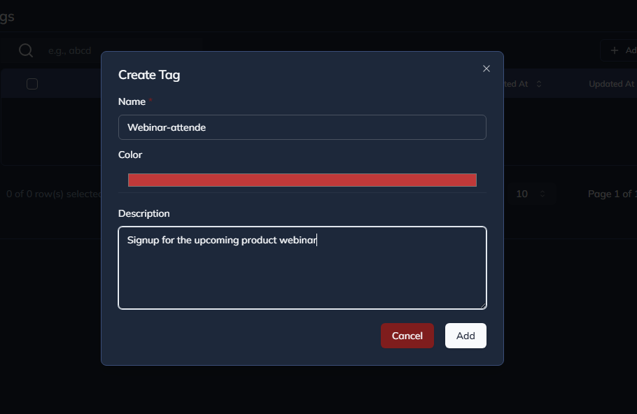 Create Tag Modal