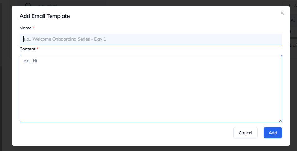 Create Template Modal