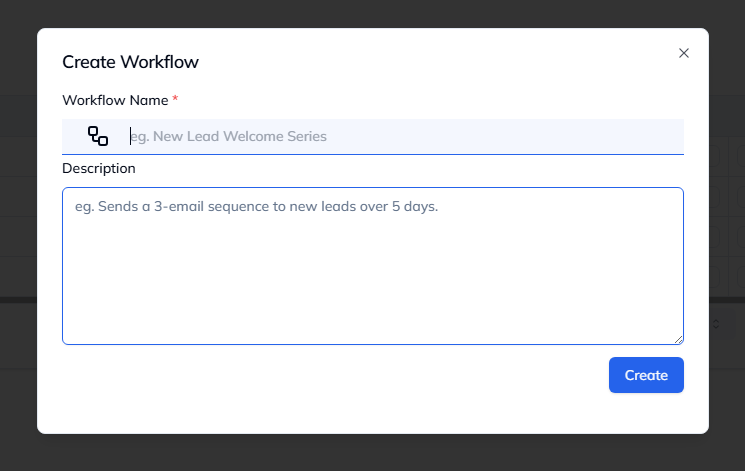 New Workflow modal